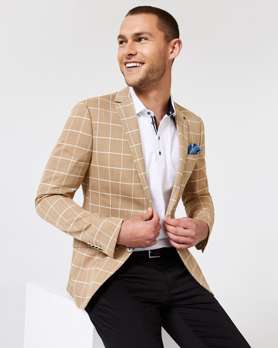 Montrone Blazer, Tan Windowpane, hi-res